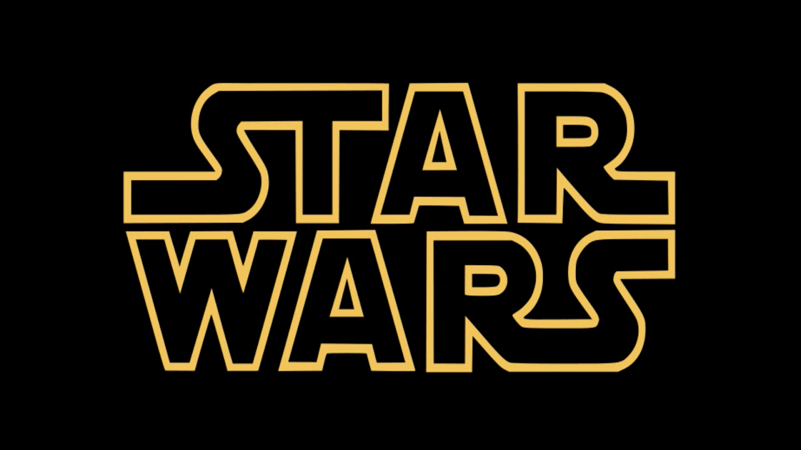 yellow star wars words on plain black background